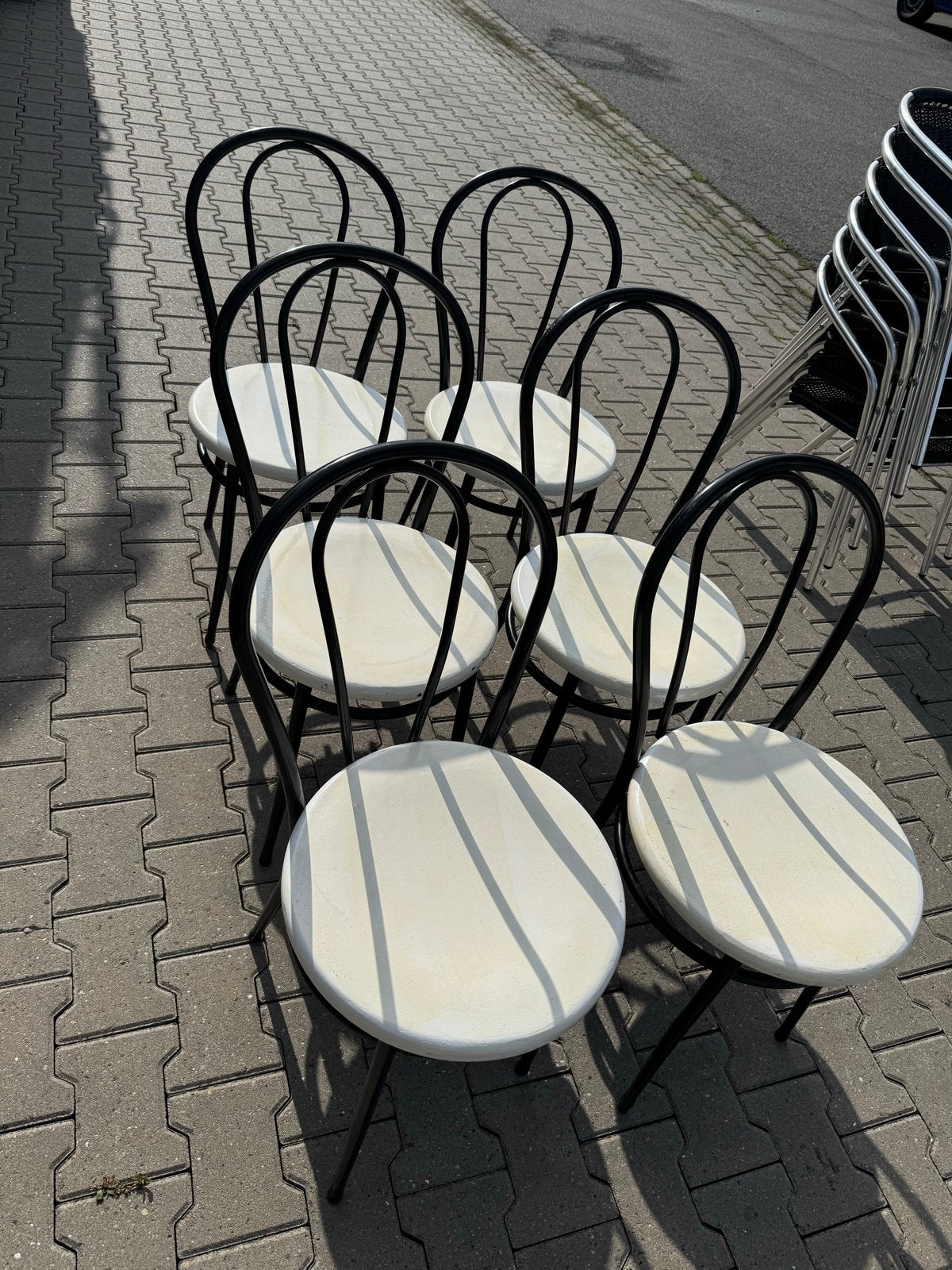 6x Horeca stoelen ijzer met kunststof zitting, Ophalen, Zwart, Vijf, Zes of meer stoelen, Kunststof