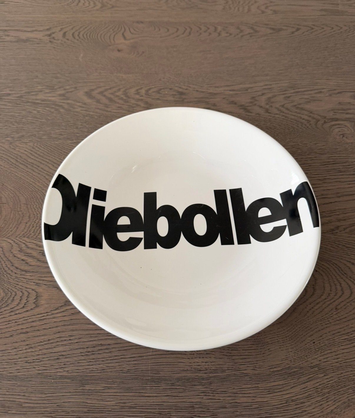 Witte schaal met 'Oliebollen' opdruk, Porselein of Keramiek, Schaal, Rond, Ophalen of Verzenden
