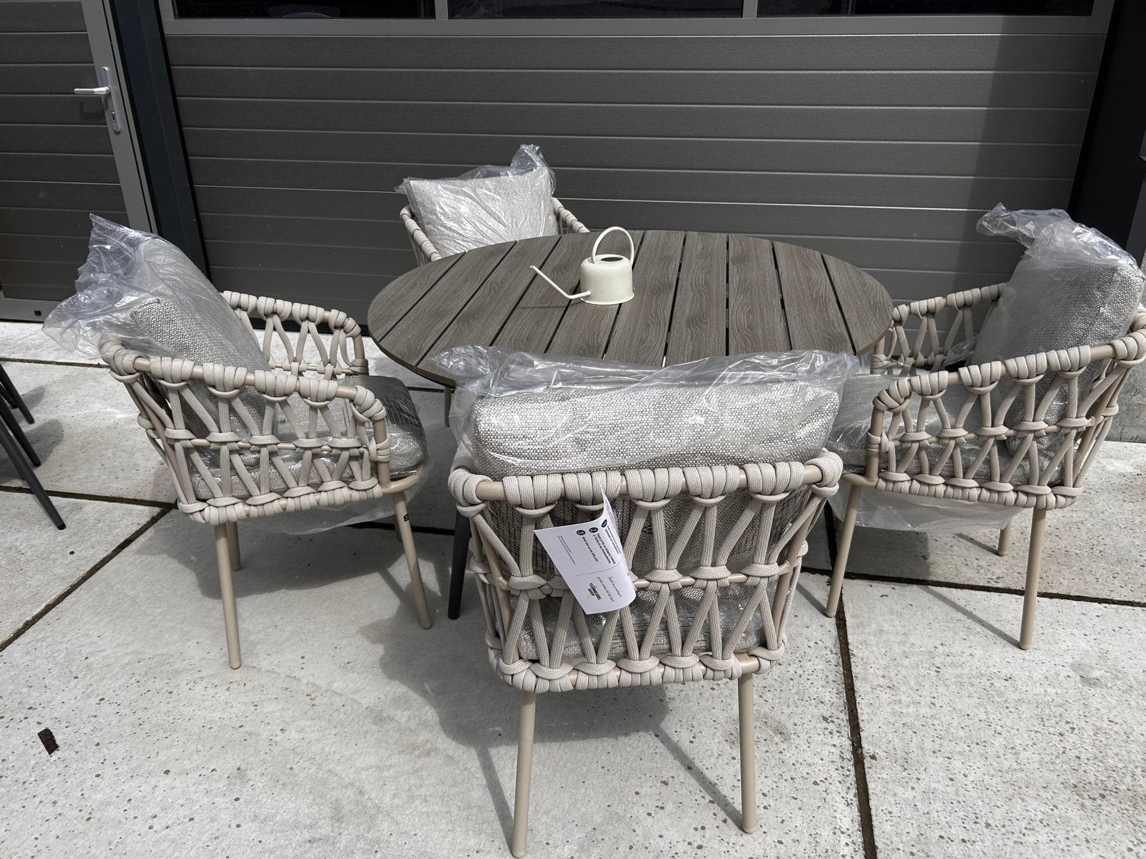 Nieuwe Lifestyle Ancona tuinset - tafel 125cm + Coco Oliva s, Tuin en Terras, Ophalen, ., Nieuw, .