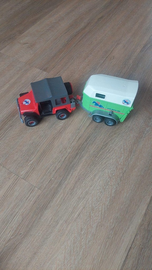 Playmobil Jeep met paardentrailer, paard en poppetje, Kinderen en Baby's, Speelgoed | Playmobil, Gebruikt, Losse onderdelen, Voertuig