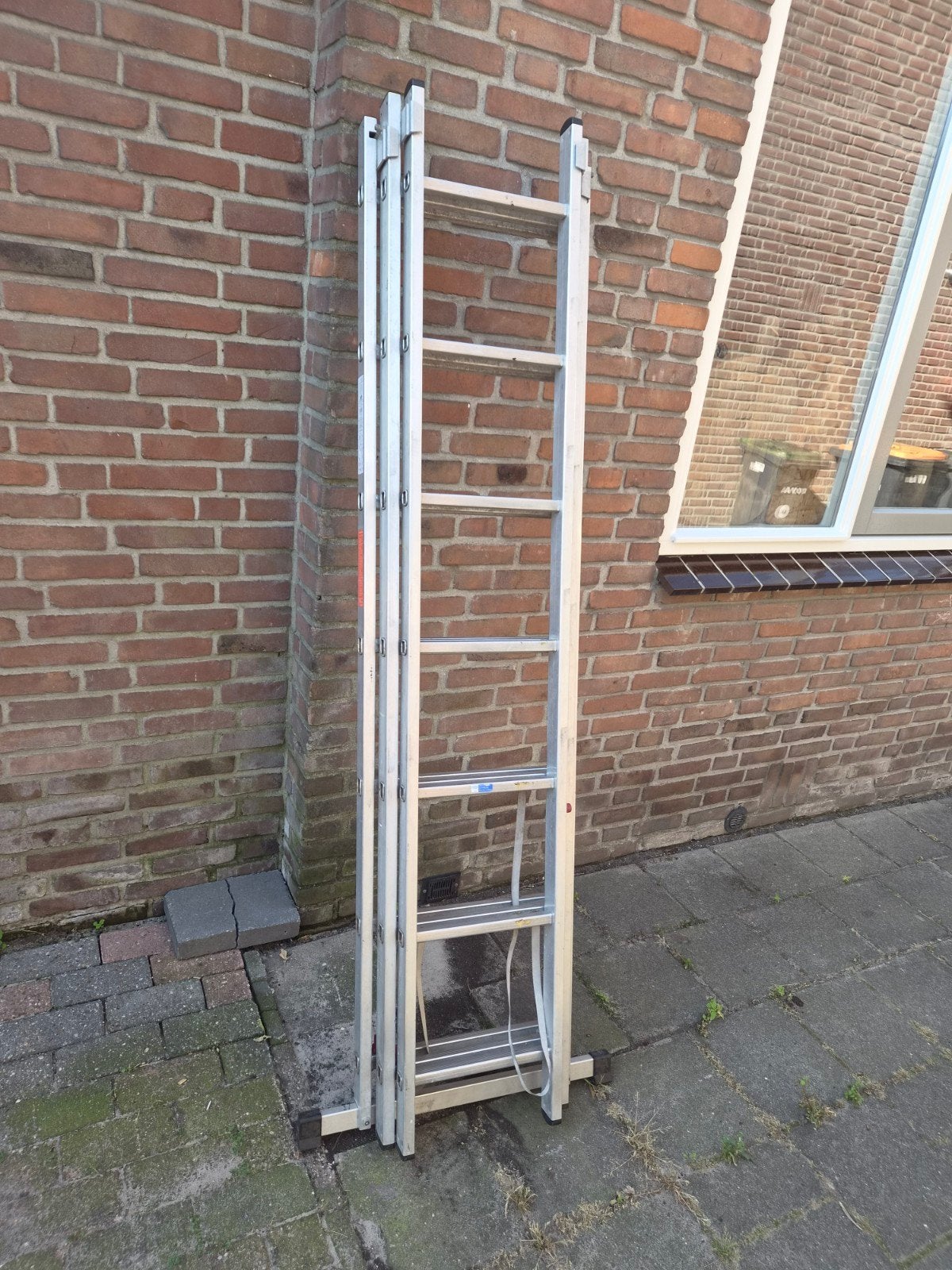 Aluminium uitschuifbare ladder - 3x7 sporten, Ophalen, Gebruikt, 4 meter of meer