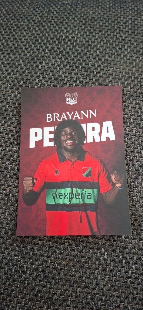 Spelerskaart met handtekening; Brayann Pereira # NEC, Ophalen of Verzenden, Nieuw, Overige binnenlandse clubs, Spelerskaart