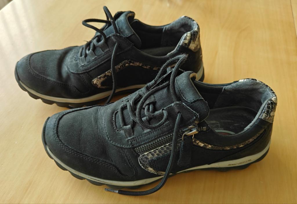 Zwarte Gabor Rollingsoft sneakers met subtiele slangenprint, Zwart, Gabor, Ophalen of Verzenden, Sneakers of Gympen