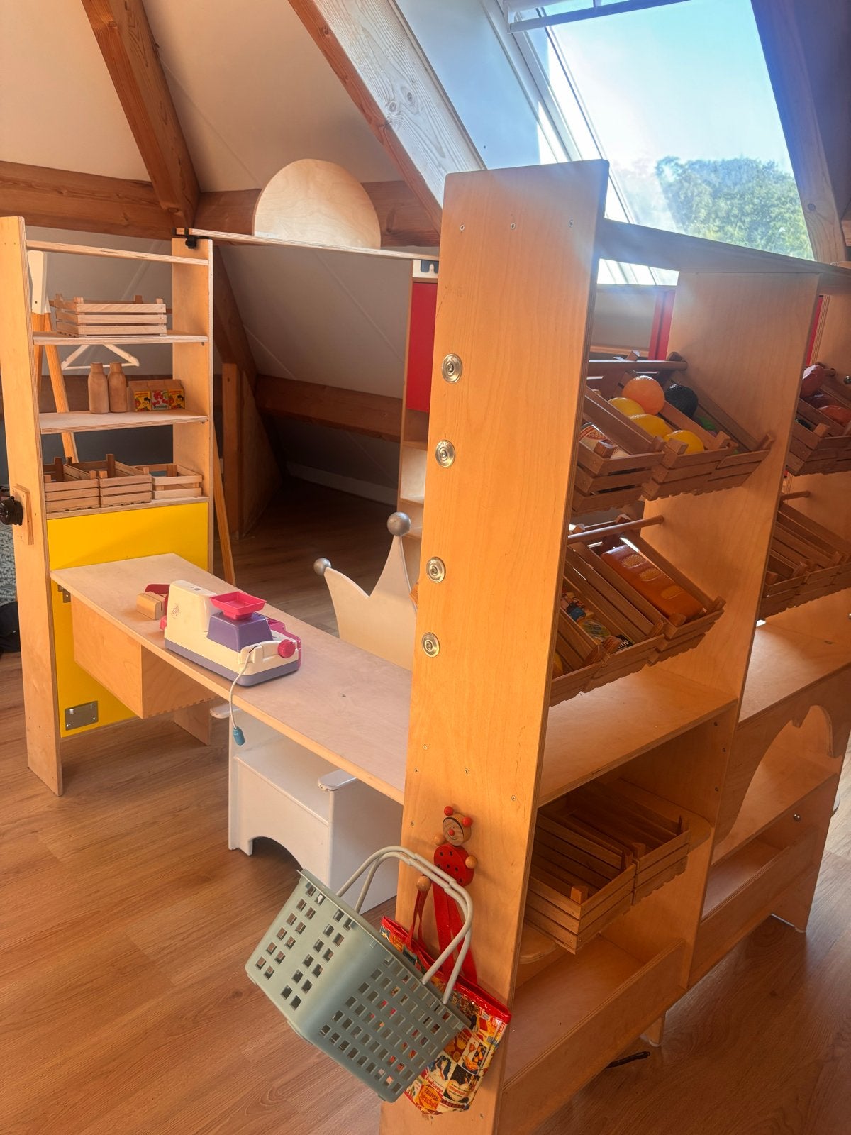 Grote Houten Speelgoed Supermarkt met Accessoires, Ophalen, Gebruikt, Jongen of Meisje