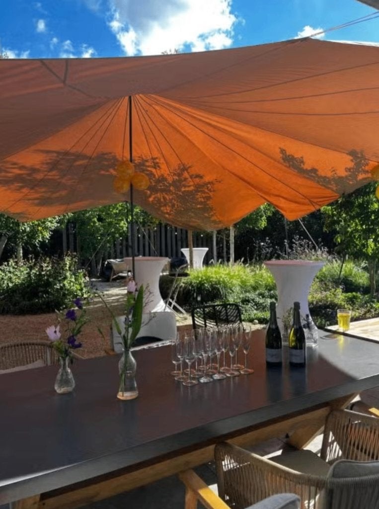 Stretchtent te huur - eenvoudig zelf op te zetten!, Ophalen, Opvouwbaar, Partytent, 6 meter of meer