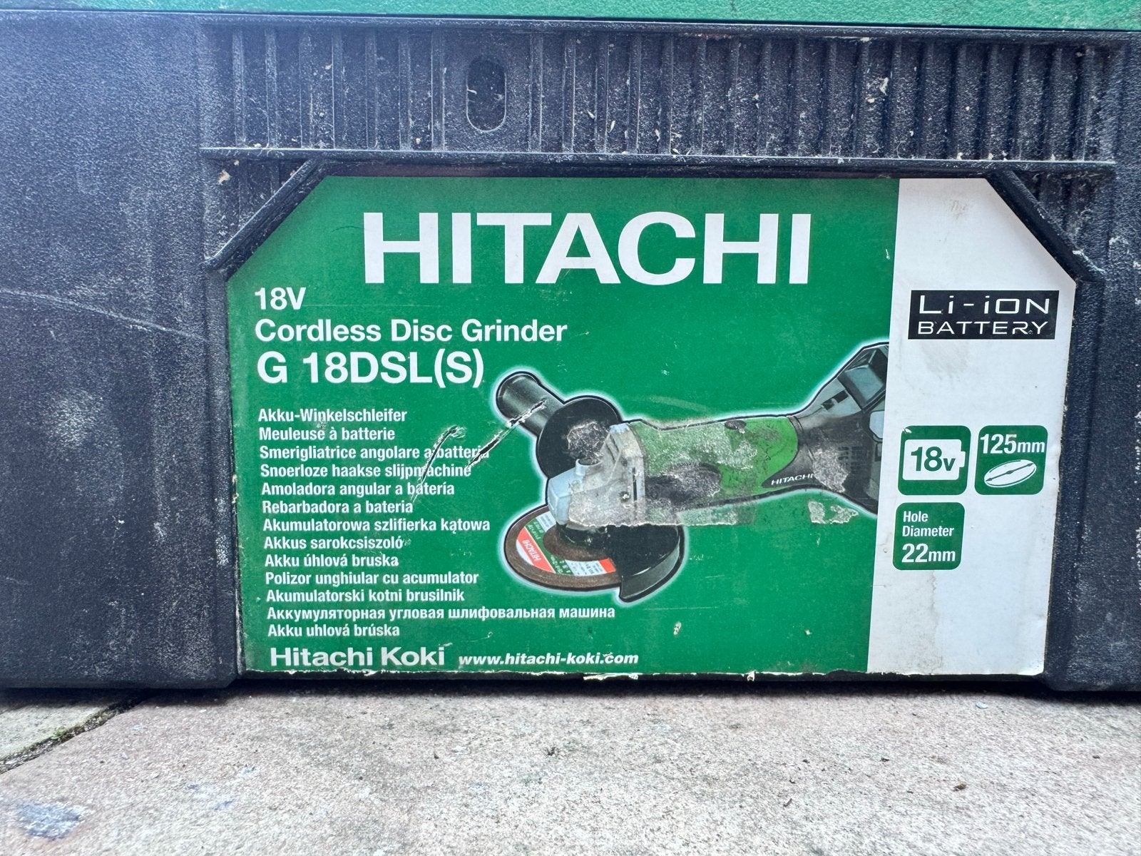 Hitachi G 18DSL(S) Accu Haakse Slijpmachine 18V, Doe-het-zelf en Verbouw, Ophalen of Verzenden, Gebruikt, Minder dan 700 watt