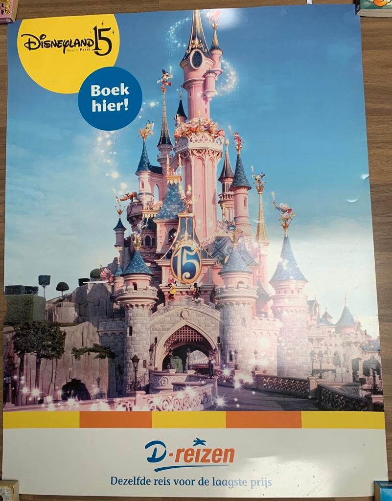 €1,00 Disneyland Parijs – originele reclameposter bieden, Ophalen, Mickey Mouse, Zo goed als nieuw