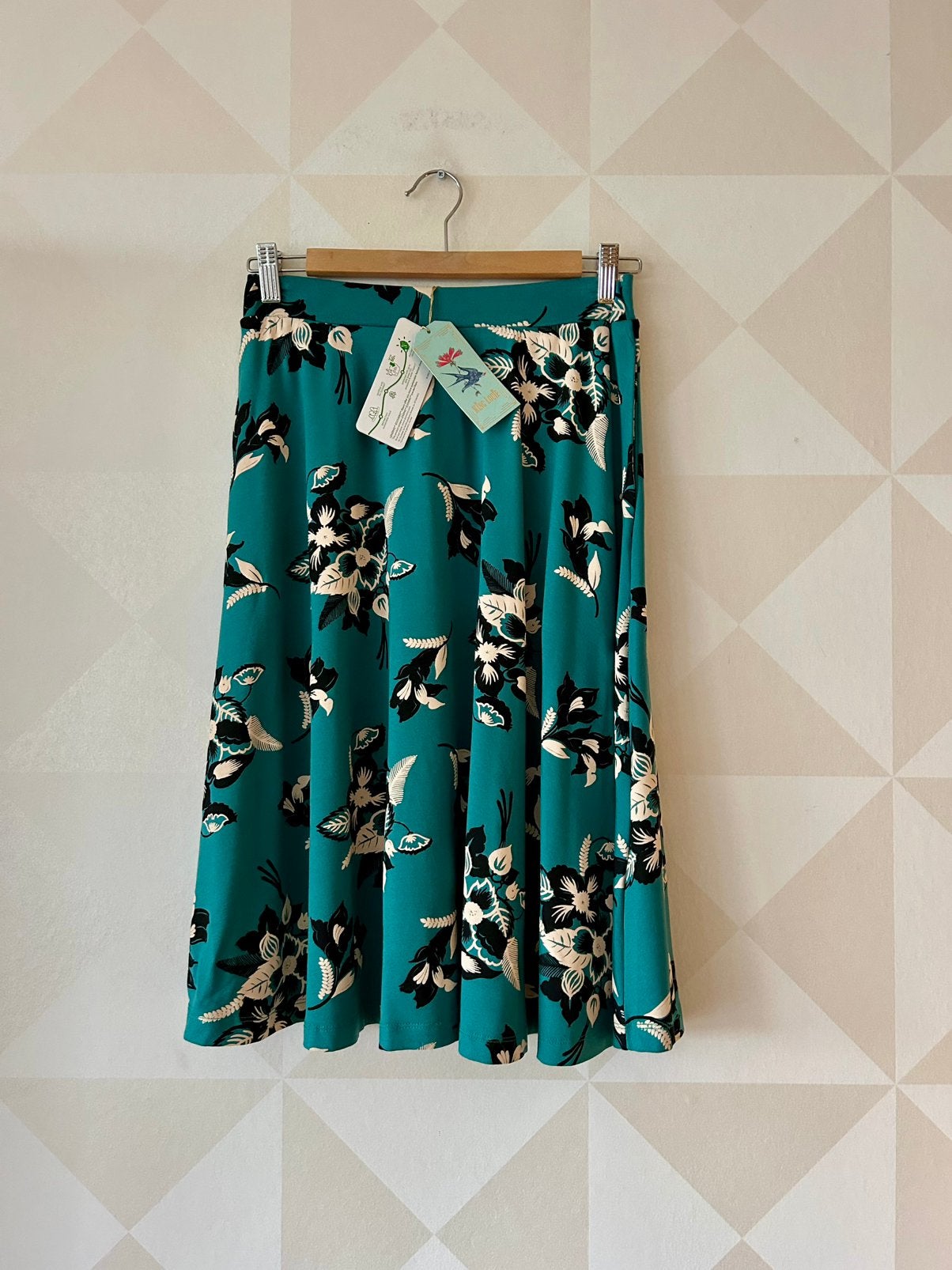 King Louie Circle Skirt rok wit groen a-lijn XS/34 NIEUW, Nieuw, Ophalen of Verzenden, Maat 34 (XS) of kleiner, Onder de knie