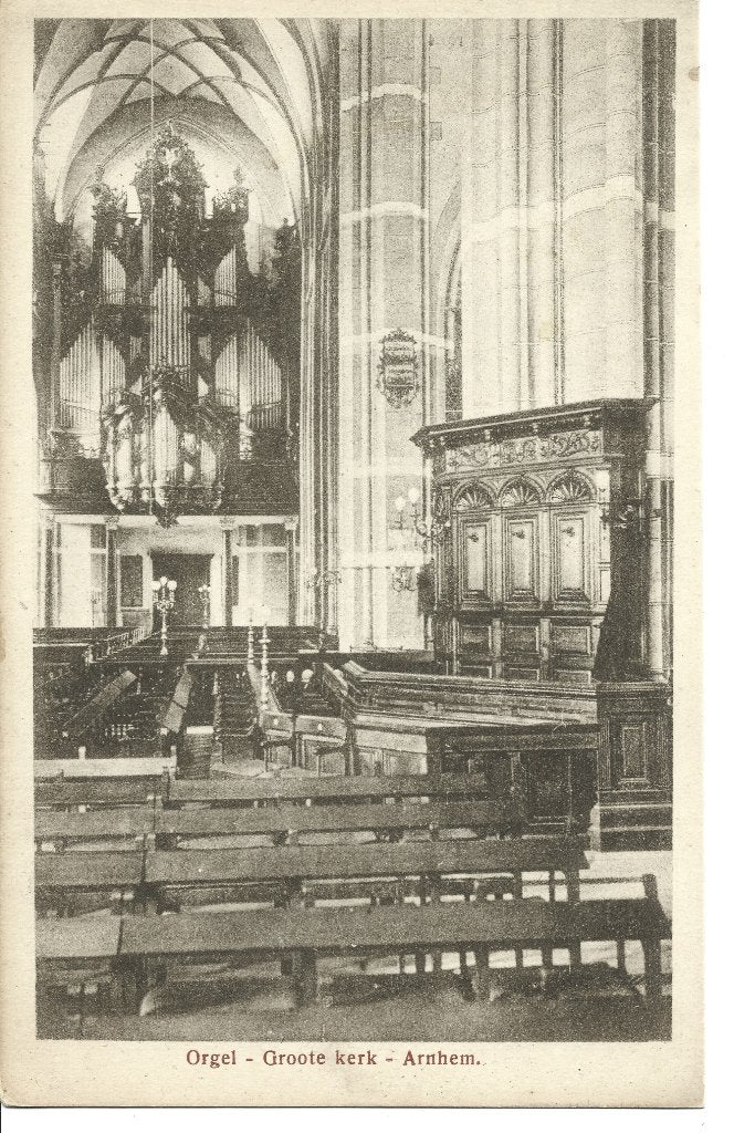 Arnhem Groote Kerk interieur orgel Eusebiuskerk, Ophalen of Verzenden, Voor 1920, Ongelopen, Gelderland