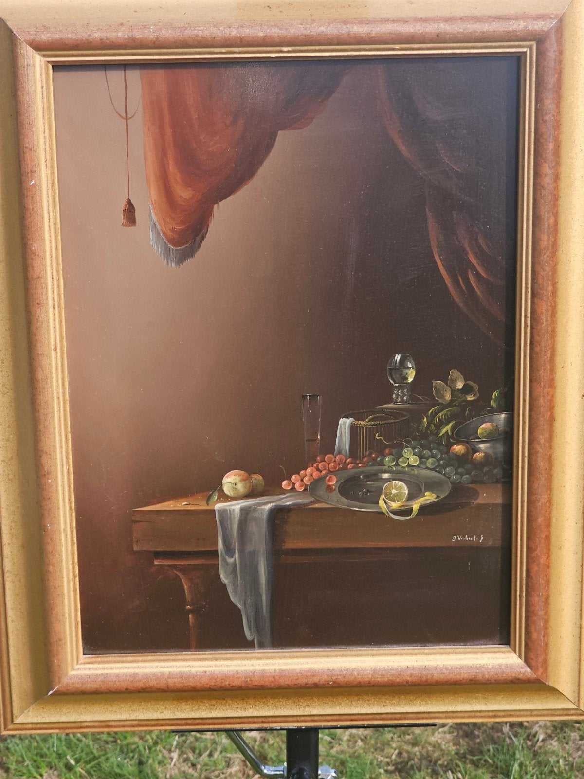 Antiek olieverf schilderij G. Verbeet - Stilleven met fruit, Ophalen of Verzenden