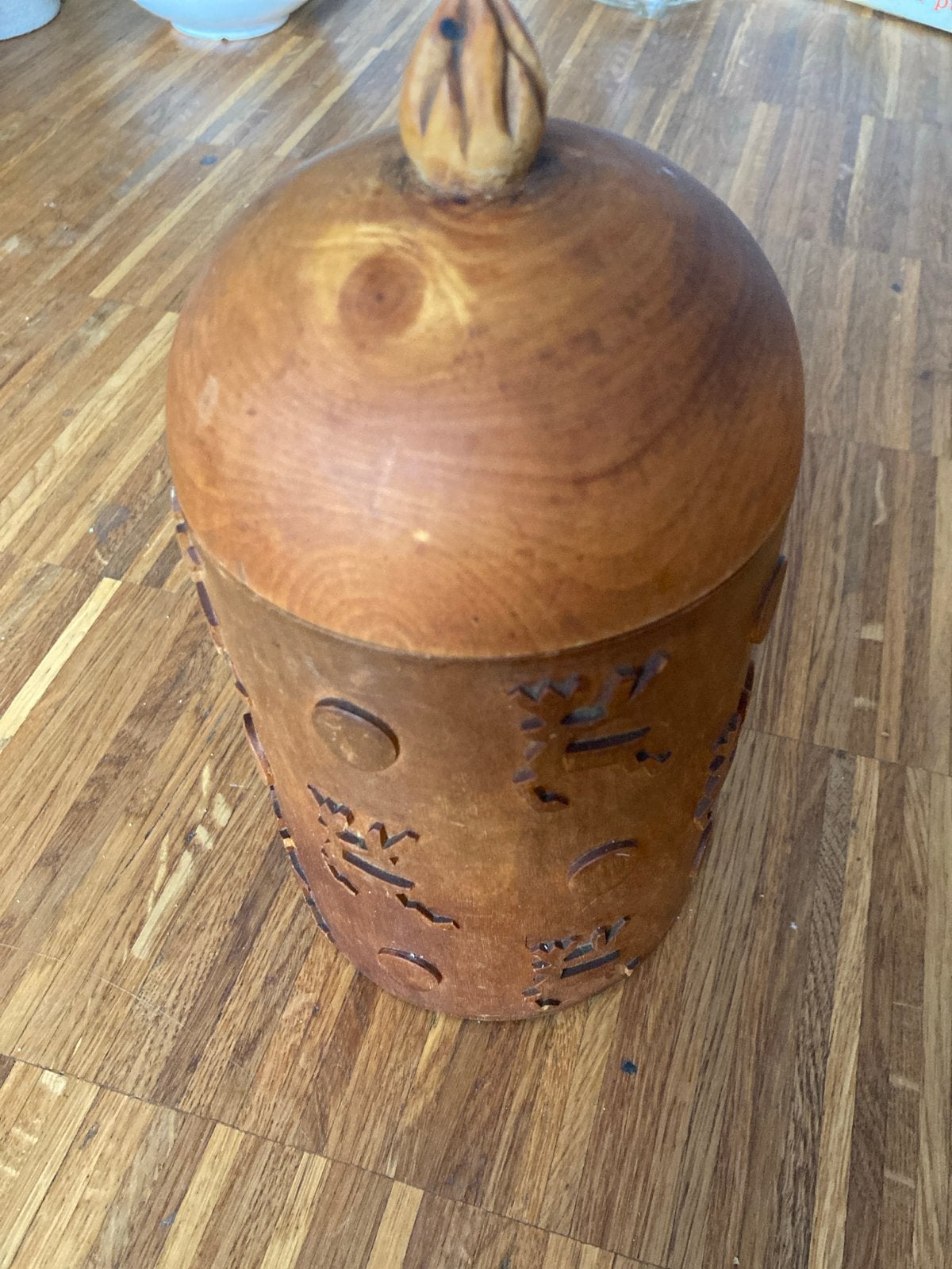Vintage houten pot met deksel - Made in Norway, Ophalen of Verzenden