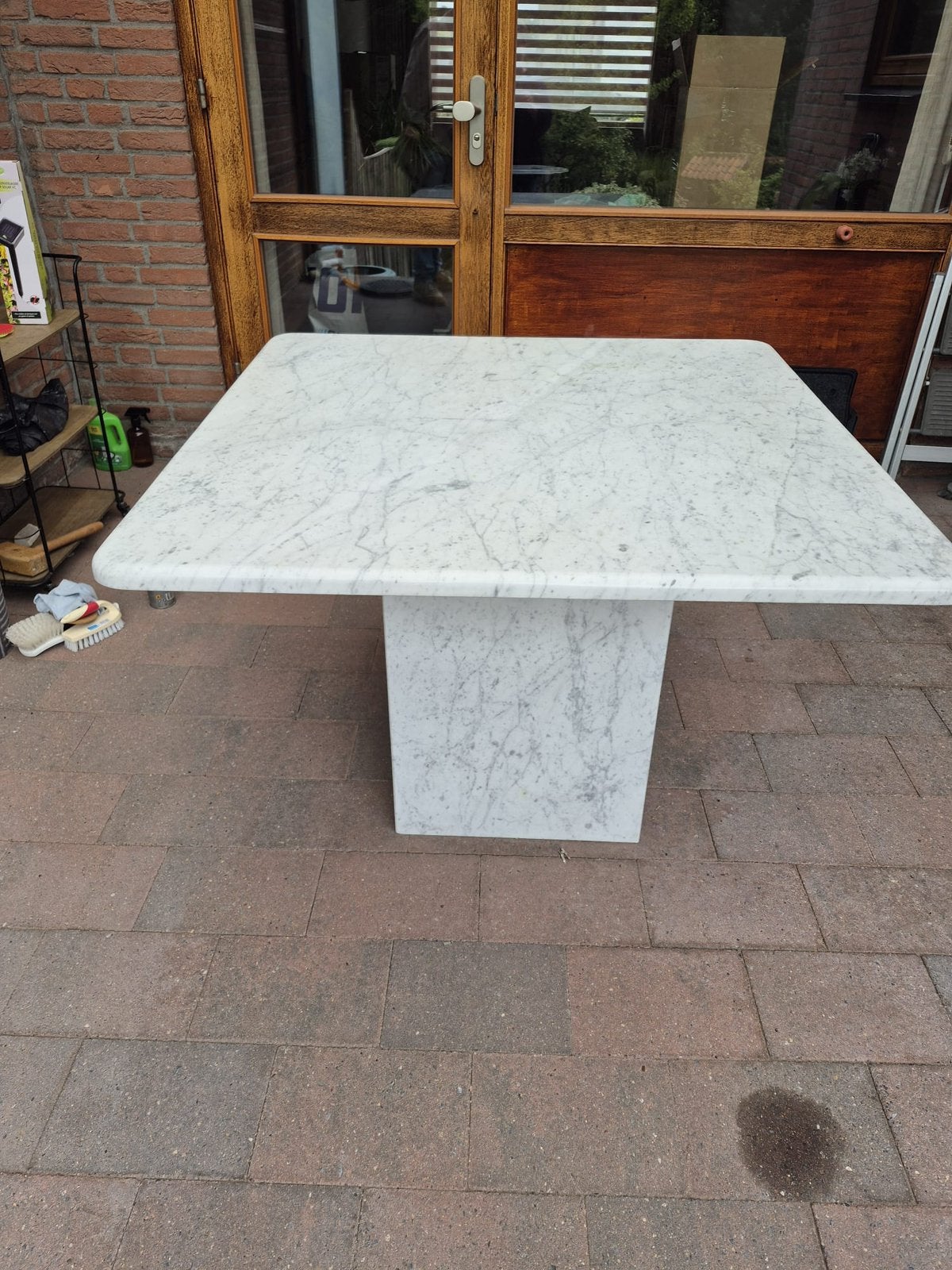 Marmeren tafel, Ophalen, Zo goed als nieuw, Vierkant, Overige materialen