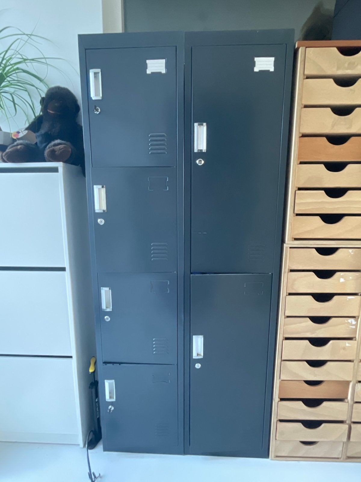 Metalen Lockerkast - Donkergrijs - 3 stuks, Ophalen, Gebruikt