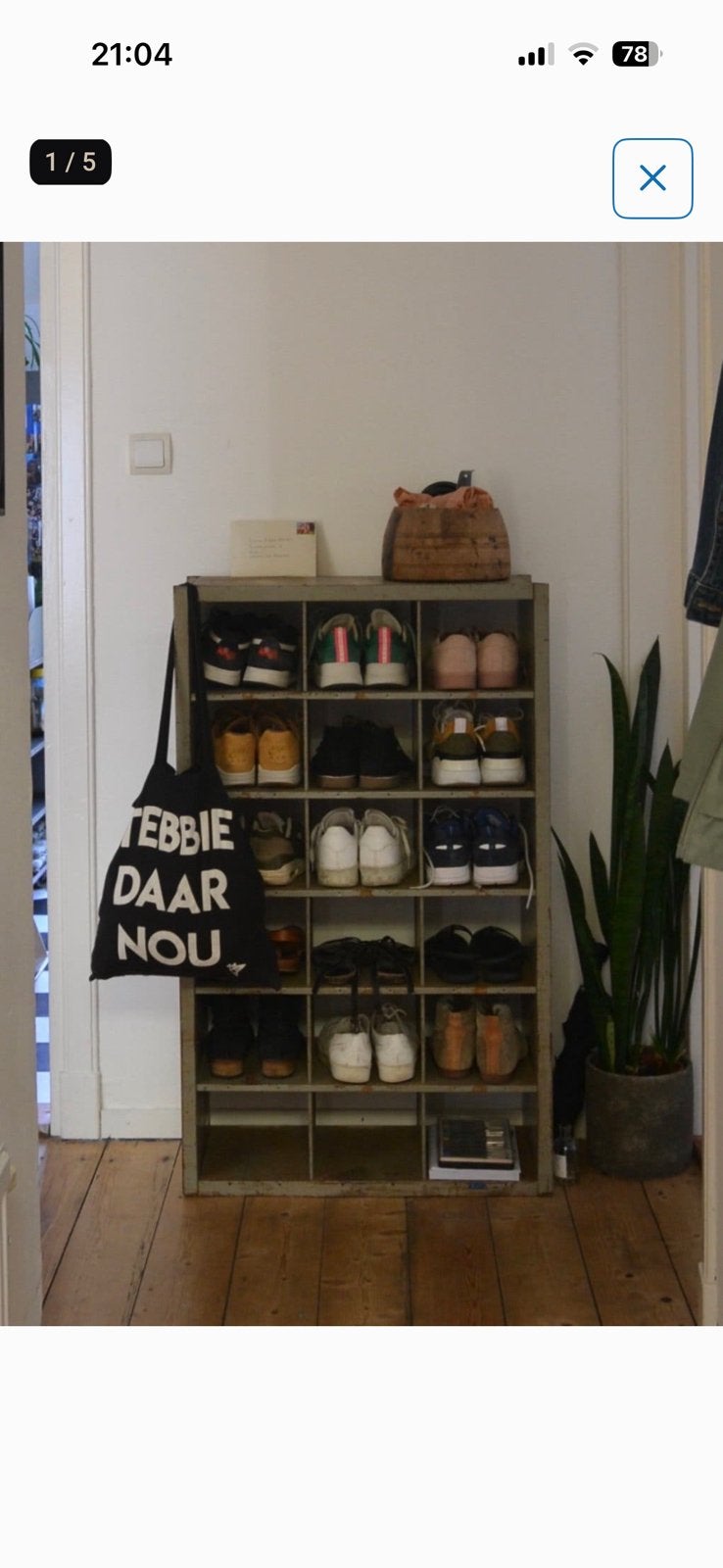 Vintage metal postvakkenkast - schoenenkast, Antiek en Kunst, Ophalen