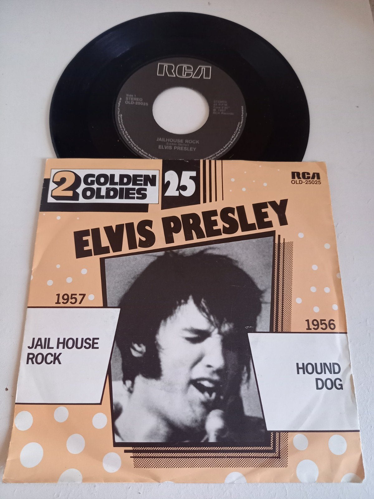 Elvis Presley  , single  - Jailhouse rock  /  Hound dog, Ophalen of Verzenden, Gebruikt, Pop