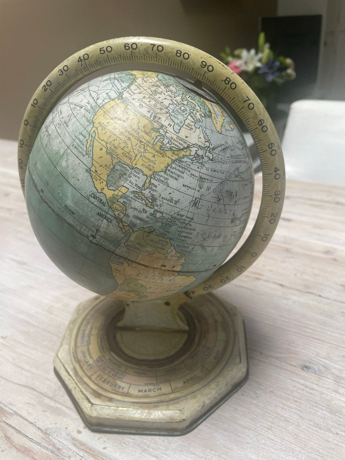 Chein Blikken Antieke Wereldbol / Globe ‘30 jaren, Ophalen of Verzenden