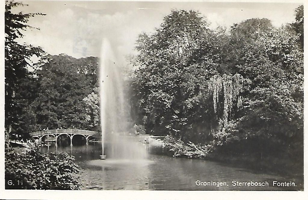 Groningen- -Sterrebosch Fontein., Verzenden, 1920 tot 1940, Gelopen, Groningen