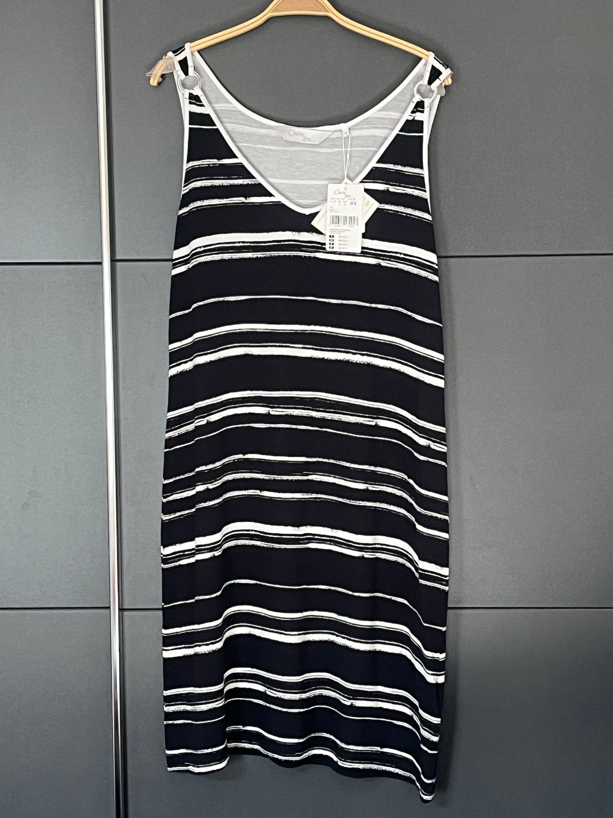 Chérie Line gestreepte maxi jurk - Zwart/Wit, Zwart, Maat 42/44 (L), Nieuw, Ophalen of Verzenden