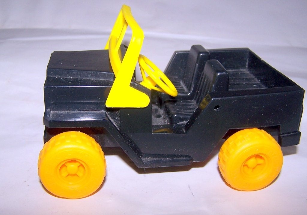 Vintage Speelgoed Jeep Zwart met Gele Wielen. Vikingplast., Ophalen of Verzenden, Zo goed als nieuw