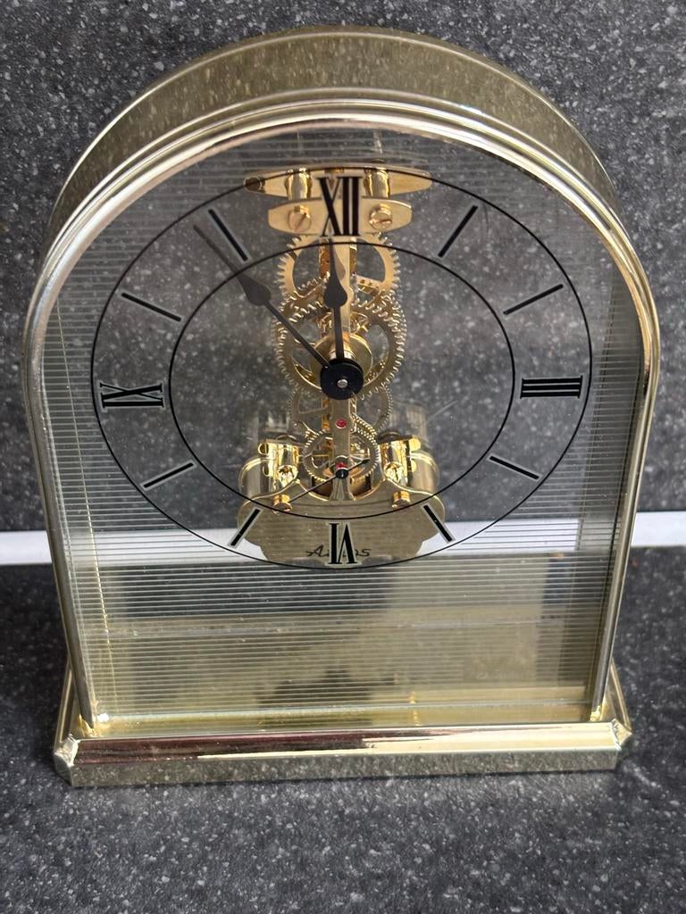 Vintage Vergulde Skelet Klok met Zichtbaar Uurwerk, Antiek en Kunst, Antiek | Klokken, Ophalen