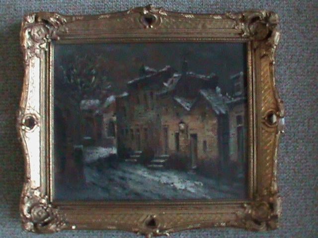 Antiek schilderij winterlandschap van Doornbos, Antiek en Kunst, Kunst | Schilderijen | Klassiek, Ophalen of Verzenden