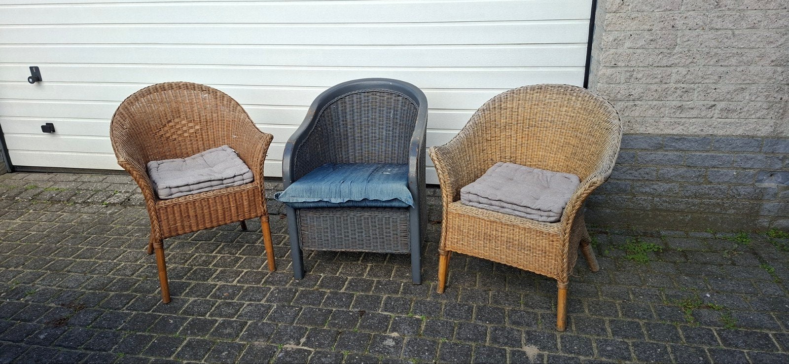3 rotan stoelen, Ophalen, Gebruikt, Rotan, 3 zitplaatsen