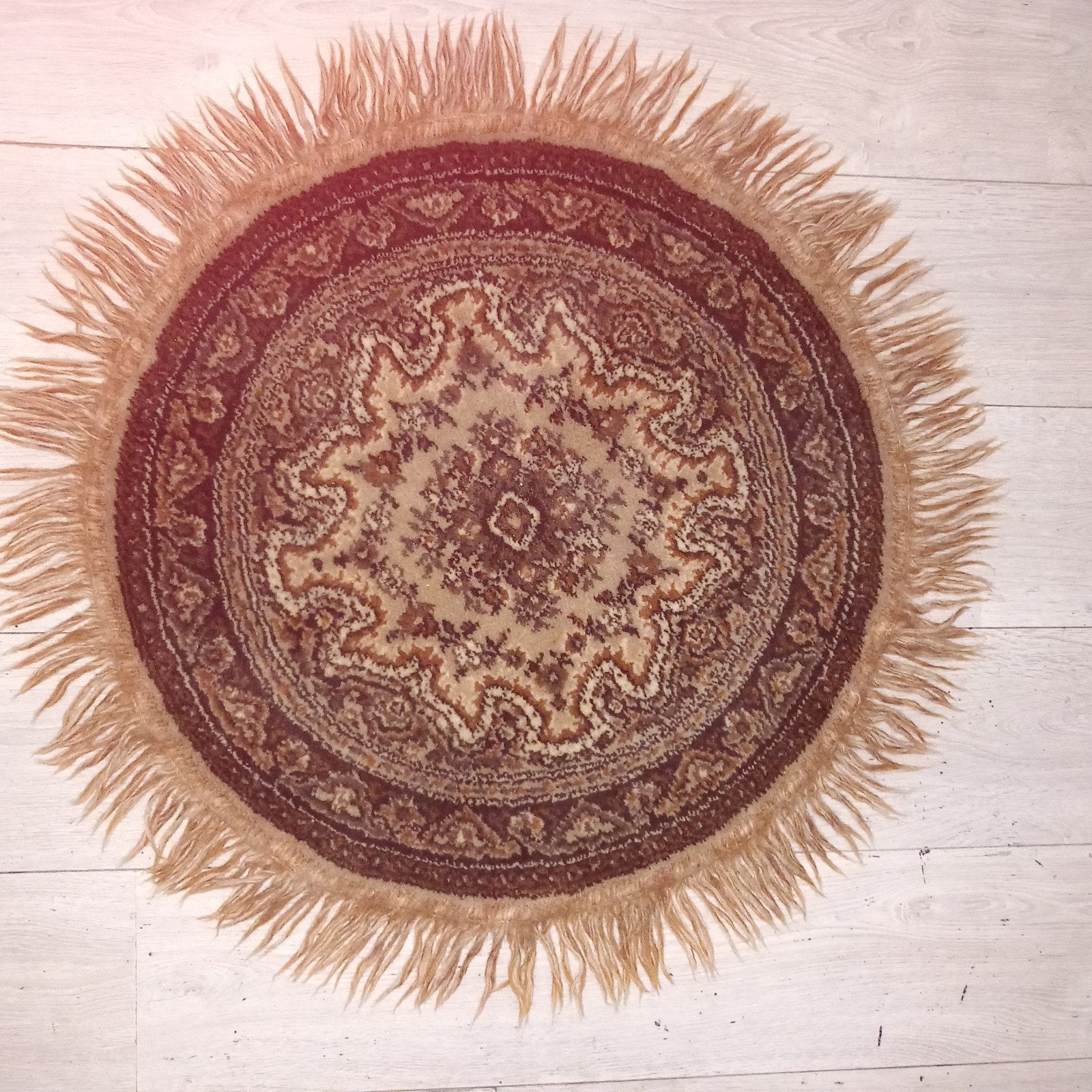 Rond hip Ibiza tapijt kleed, Ophalen of Verzenden, Gebruikt, Bruin, Rond