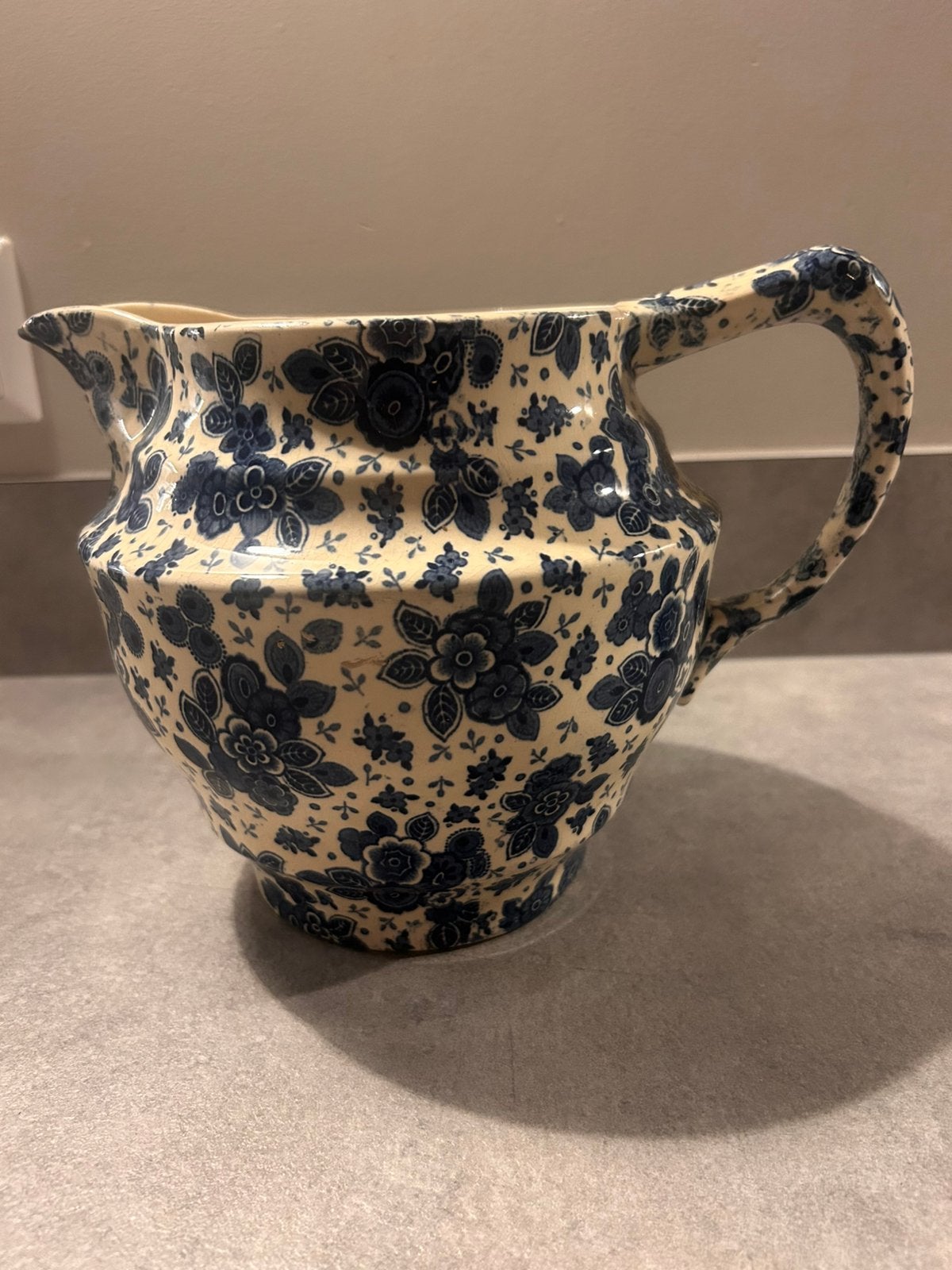 Gebloemde blauwe kan Beatrix, Antiek en Kunst, Ophalen of Verzenden