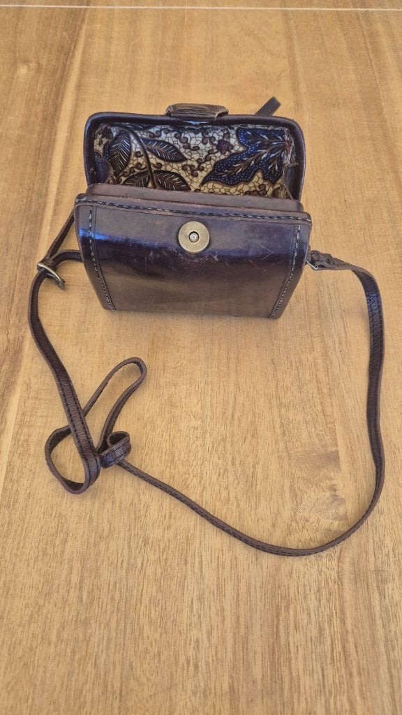 Bosboom Natural Bag Collection | Uniek vintage leren tasje, Ophalen of Verzenden, Gebruikt, Bruin, Schoudertasje