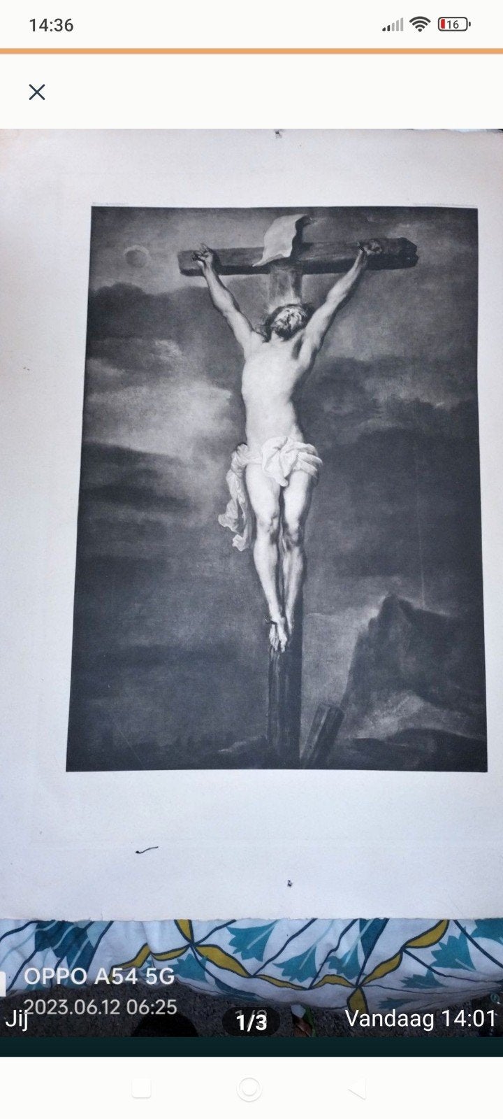 Vintage Gravure Jezus aan het Kruis - 1882, Scheltema, Ophalen of Verzenden