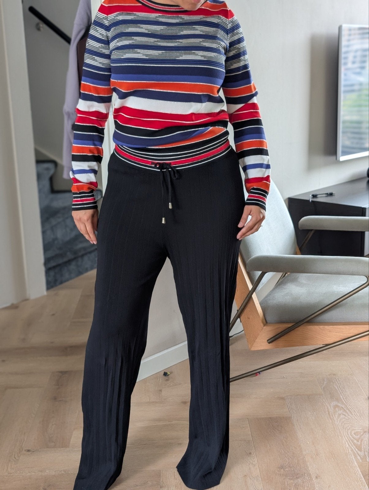 Claudia Sträter Jumpsuit met strepen en plissé broek, Maat 38/40 (M), Blauw, Nieuw, Ophalen of Verzenden
