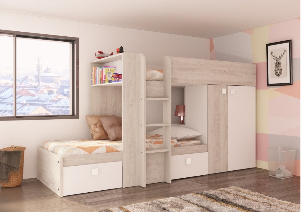 Maxim Multifunctioneel Stapelbed - 90x190 - Wit, Niet ingevuld, Niet ingevuld, Niet ingevuld