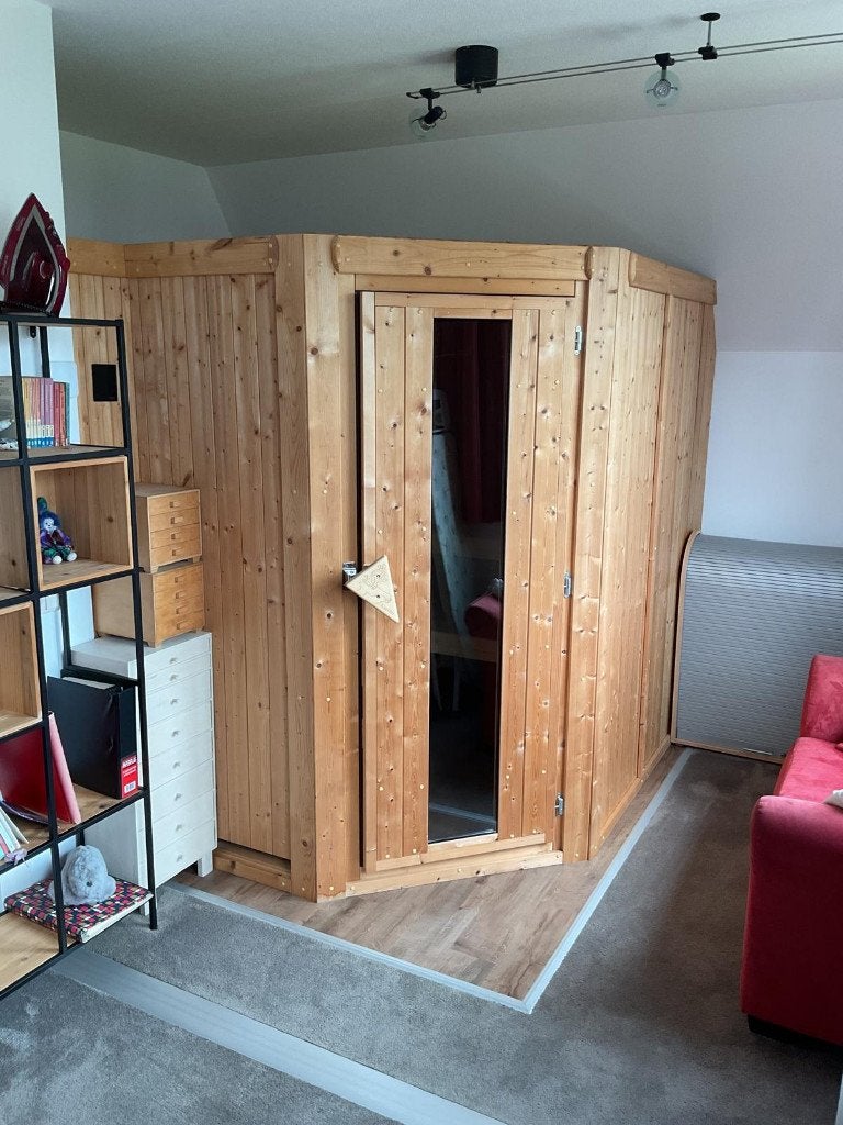 Sauna merk Karibu type Malin, Sport en Fitness, Sauna, Ophalen, Gebruikt, Fins of Traditioneel, Complete sauna