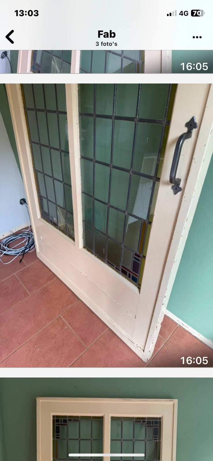 Glas in lood schuifdeur, Doe-het-zelf en Verbouw, Gebruikt, Binnendeur, Ophalen of Verzenden, Schuifdeur
