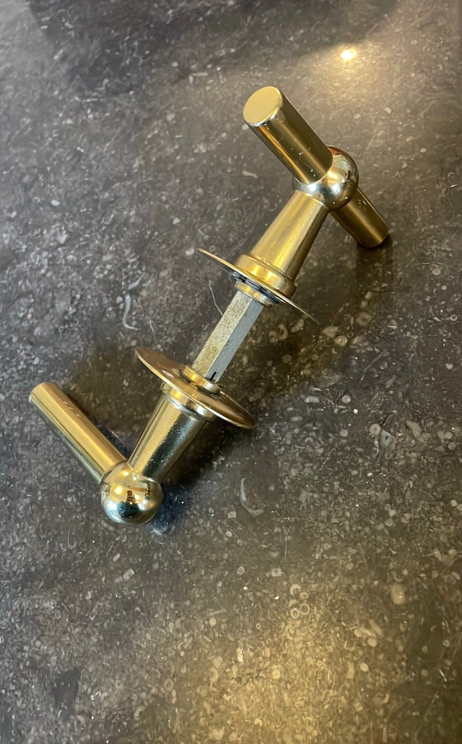 1x set Retro Vintage Deurklinken Goud Messing. Chemin de fer, Ophalen of Verzenden