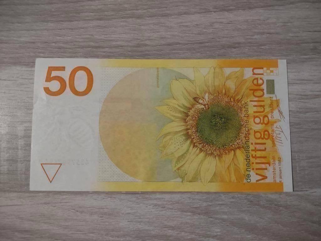 Vrijwel UNC biljet 50 gulden Zonnebloem, 1982, Ophalen of Verzenden, 50 gulden