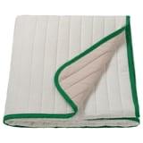 sprei wit/beige met donkergroene rand, Huis en Inrichting, Gebruikt, Overige maten, Wit, Ophalen of Verzenden