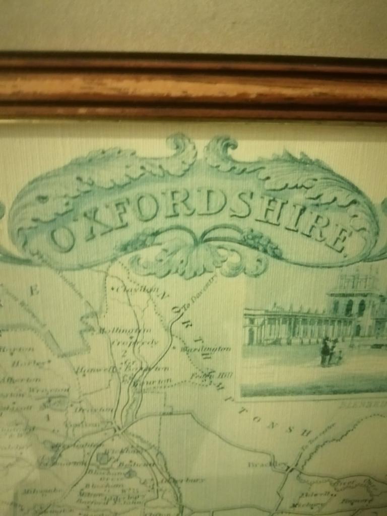 OUDE ENGELSE PRENT OXFORDSHIRE IN LIJST 54X44 CM MOOIE STAAT, Ophalen of Verzenden