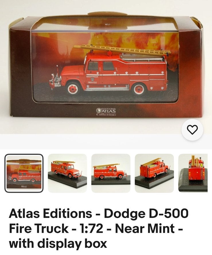 Dodge D-500 Brandweerwagen Model - Atlas Collections, Hobby en Vrije tijd, Overige merken, 1:50 of kleiner, Nieuw, Ophalen of Verzenden