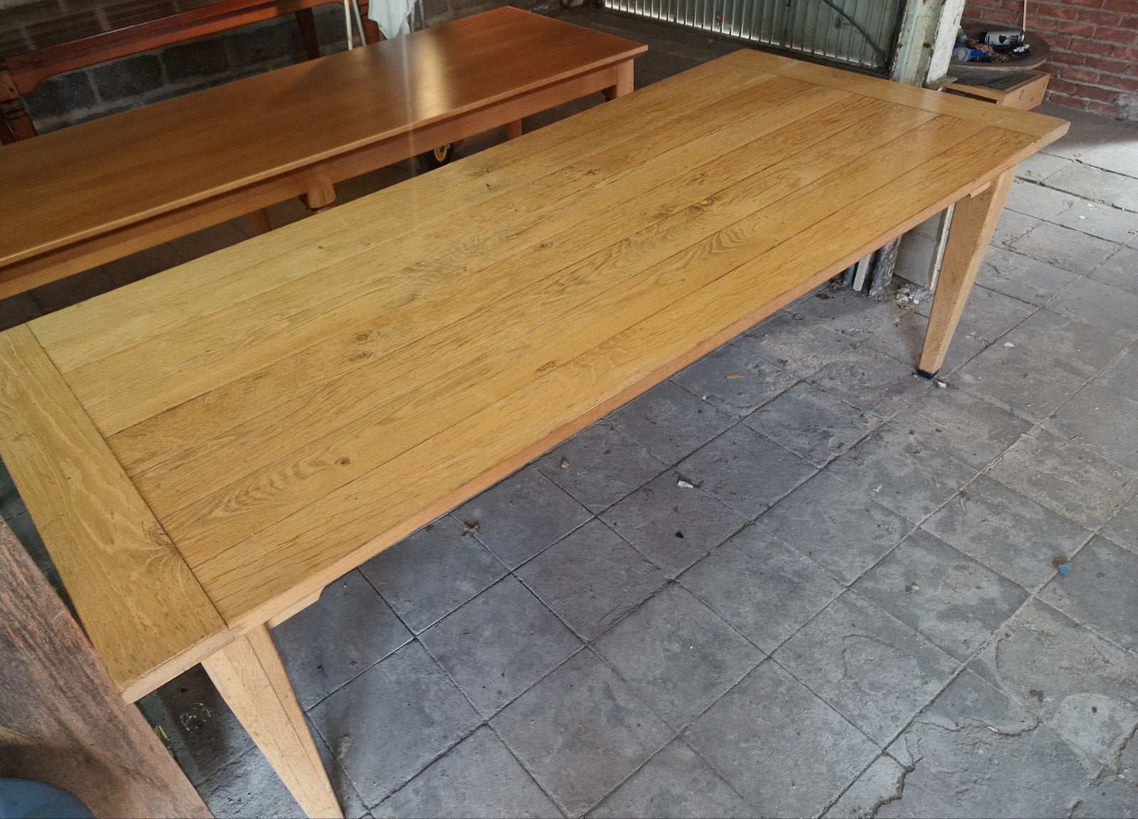 Franse boerentafel, Ophalen, Eikenhout, 200 cm of meer, 50 tot 100 cm