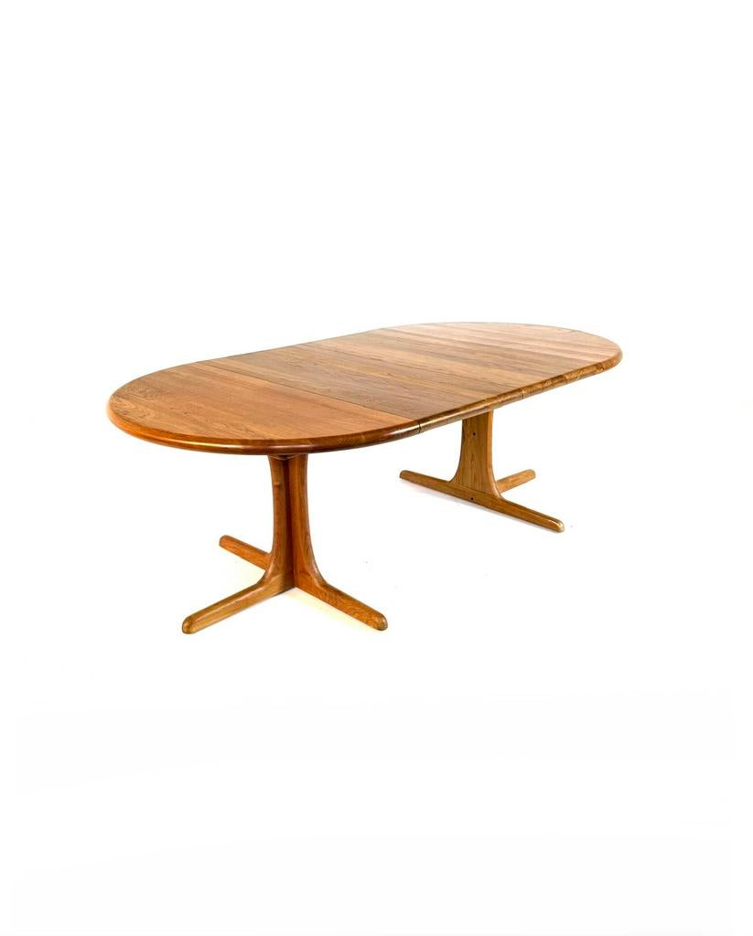 Vintage XL verlengbare Deense eettafel, Juul Kristensen ‘70, Huis en Inrichting, Vintage retro buisframe design rotan webbing papercord deens