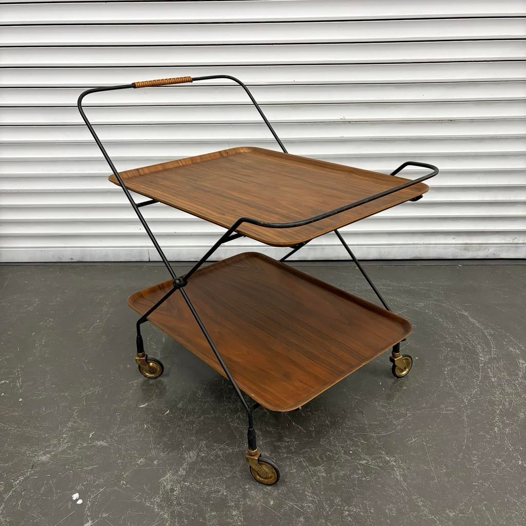 Vintage serveerwagen trolley, Ophalen, Gebruikt, Vintage, X