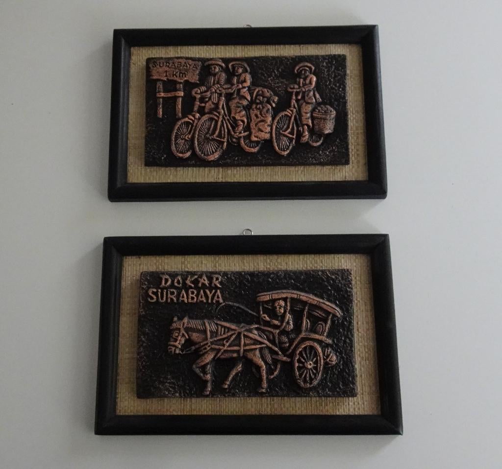 2 Handgemaakte Souvenirs uit Surabaya, Indonesië, Ophalen, Zo goed als nieuw