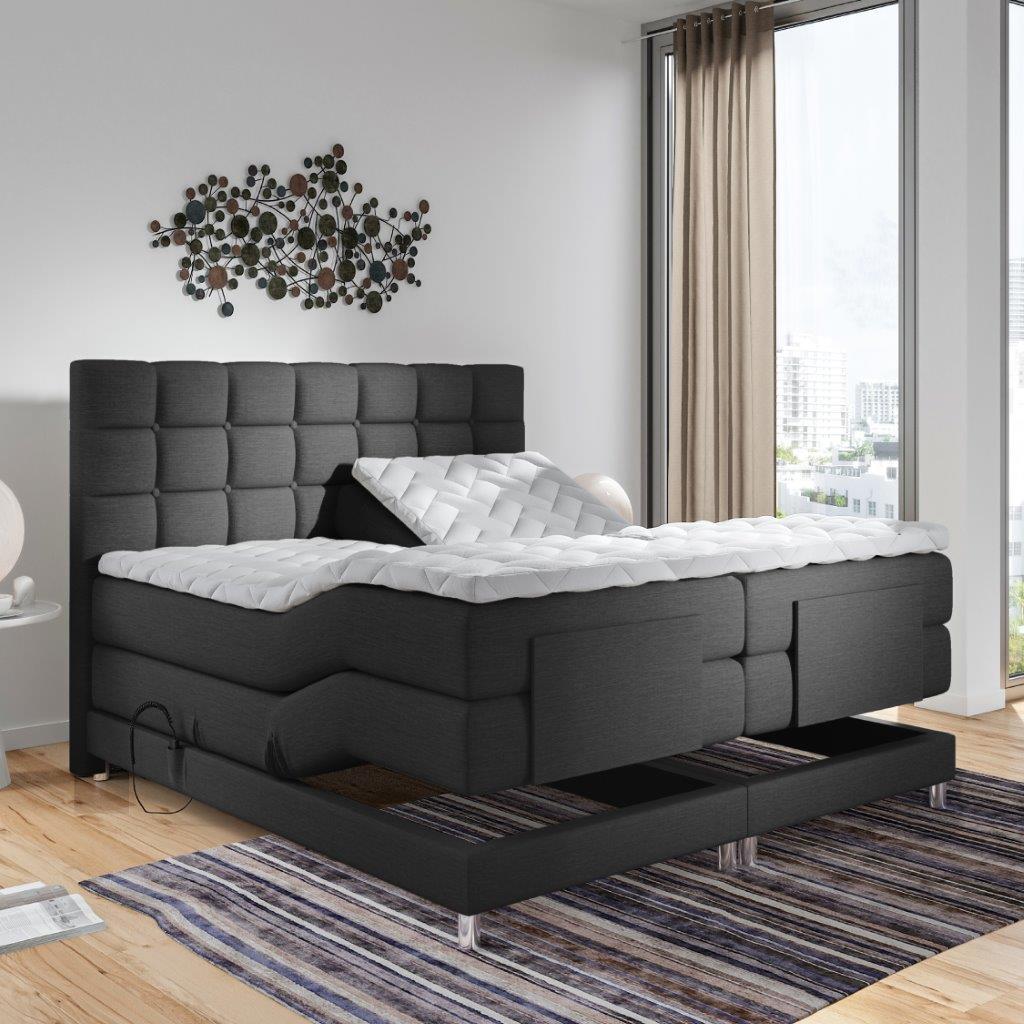 Boxspring Dubai Elektrisch Dreambedden, Grijs, Ophalen of Verzenden, 200 cm, 160 cm