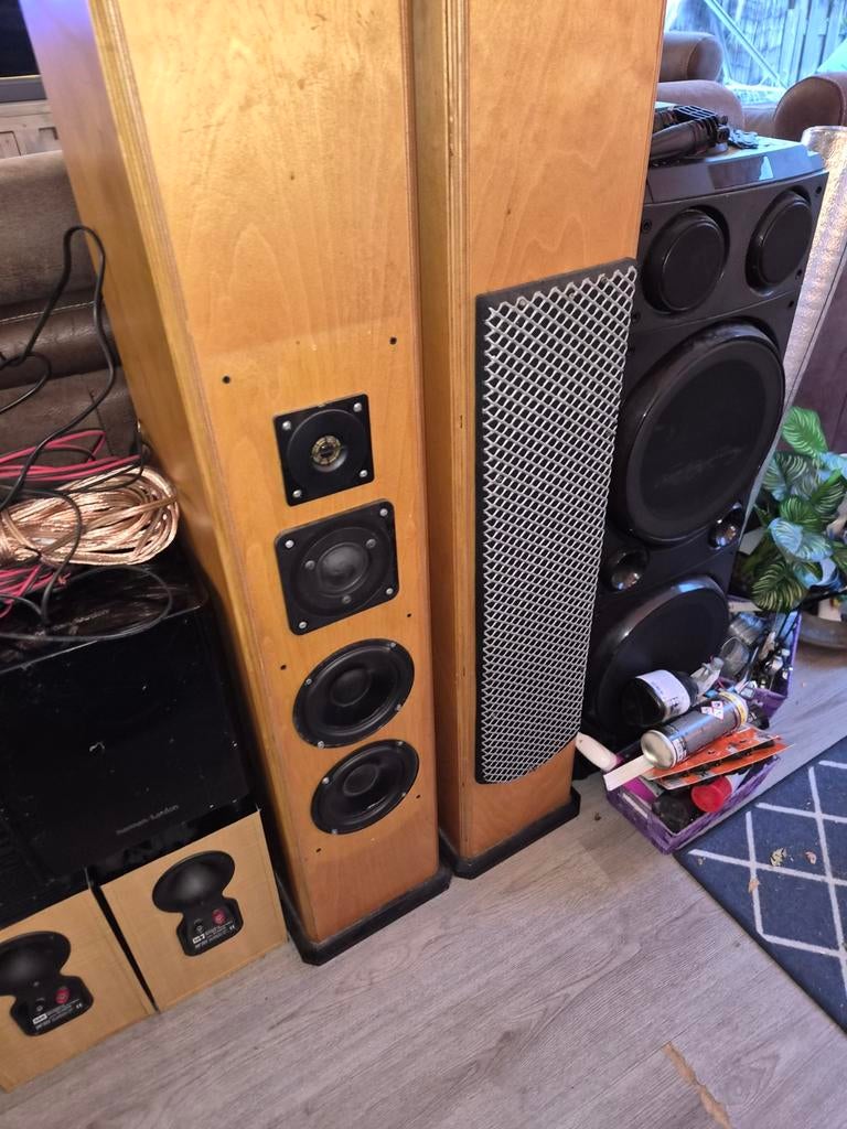 Pied Piper Luidsprekers - Vintage Topkwaliteit, Audio, Tv en Foto, Luidsprekers, Gebruikt, Front, Rear of Stereo speakers, 60 tot 120 watt