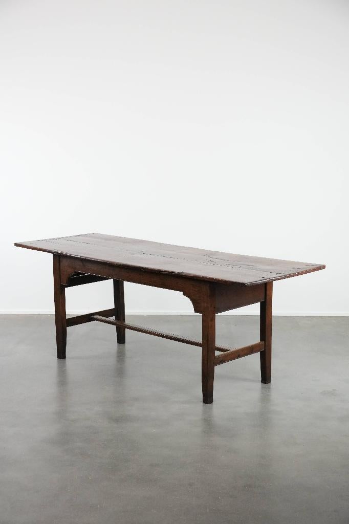 Antieke landelijke Engelse eikenhouten eettafel uit 18e eeuw, Ophalen, Gebruikt, ., Eikenhout