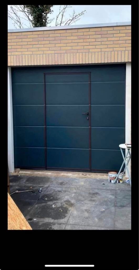 Nieuwe sectionaal garagedeur met loopdeur, Ophalen, 120 cm of meer, Metaal, 200 tot 215 cm