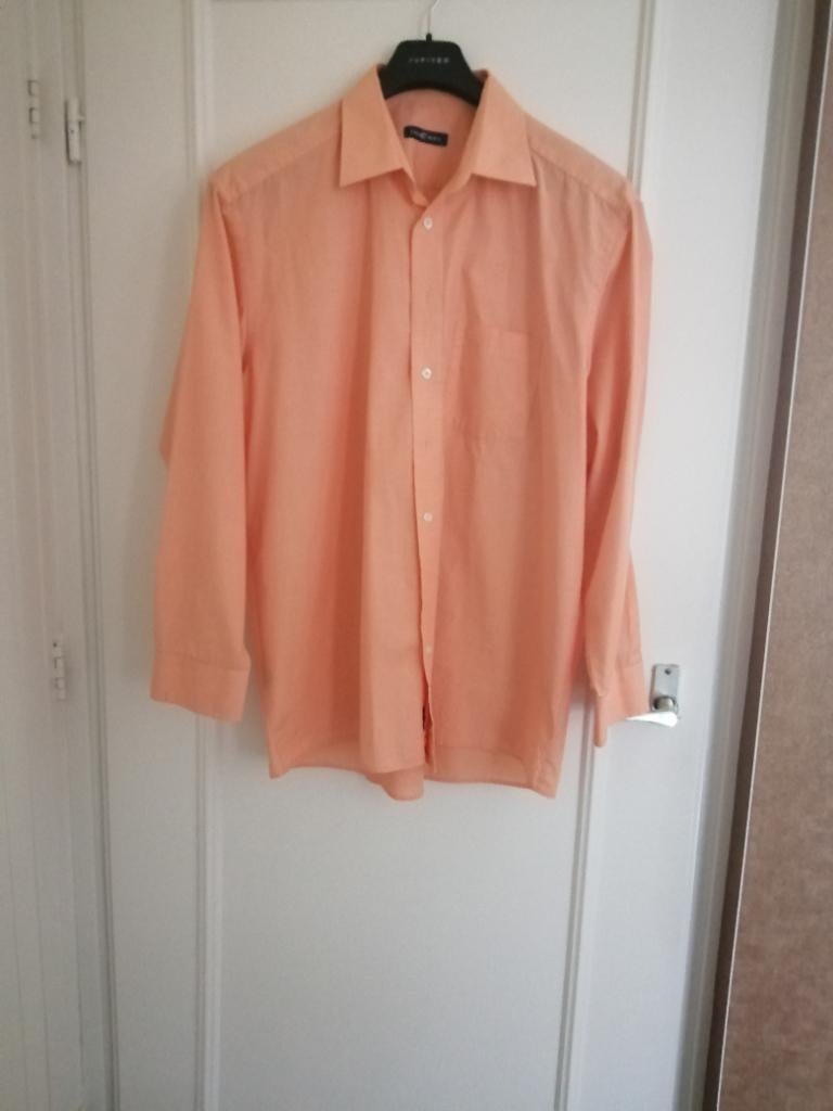 Overhemd zalmkleur, Kleding | Heren, Overhemden, Overige kleuren, Ophalen of Verzenden, Zo goed als nieuw, Overige halswijdtes