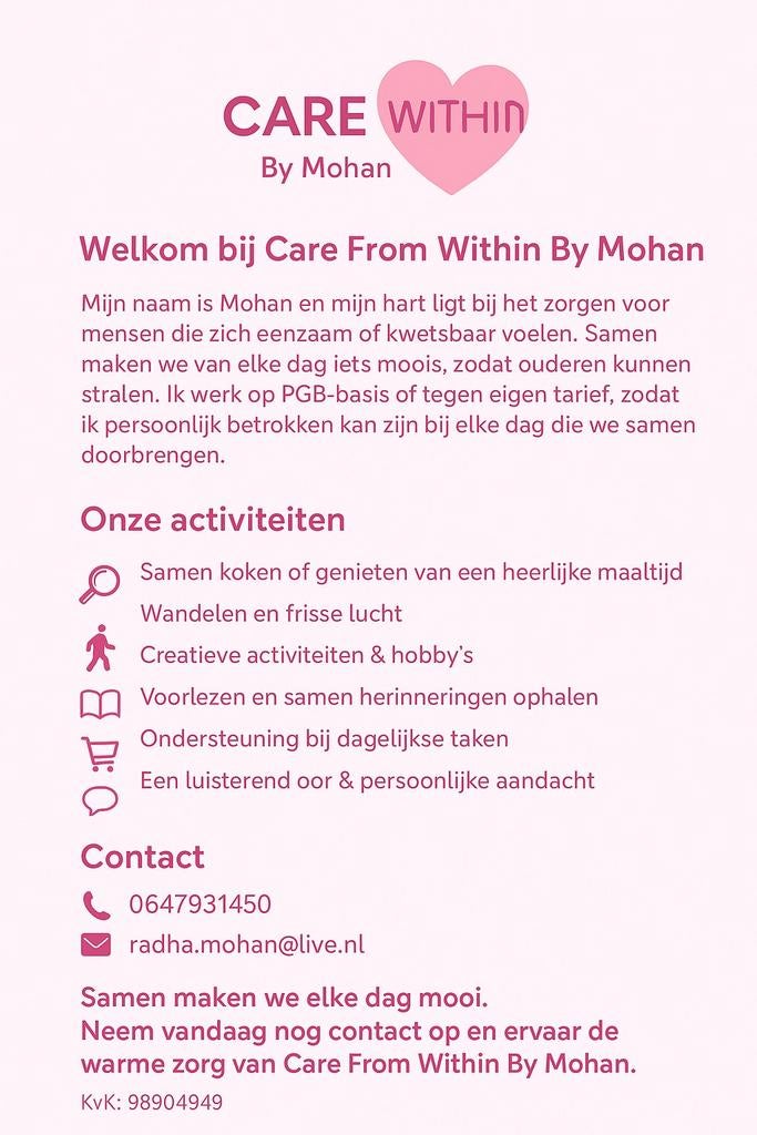 Warme & persoonlijke zorg aan huis – PGB mogelijk