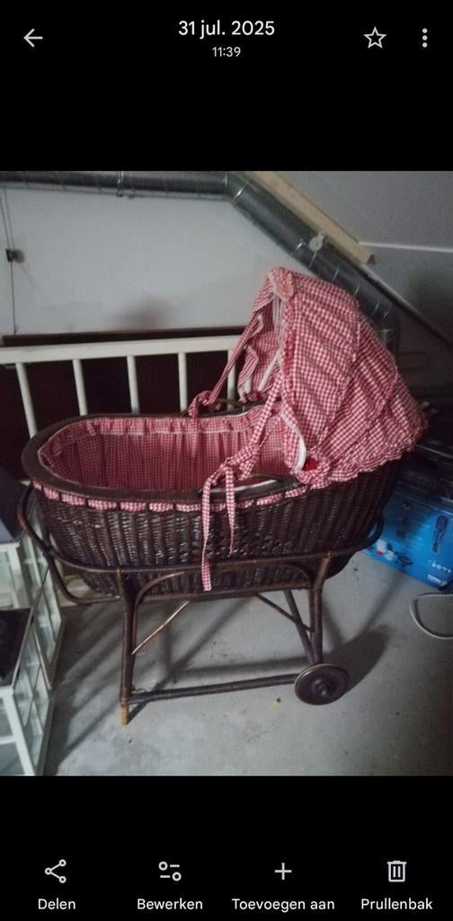 Vintage Rotan Baby Wieg, Ophalen of Verzenden, Gebruikt, Wieg